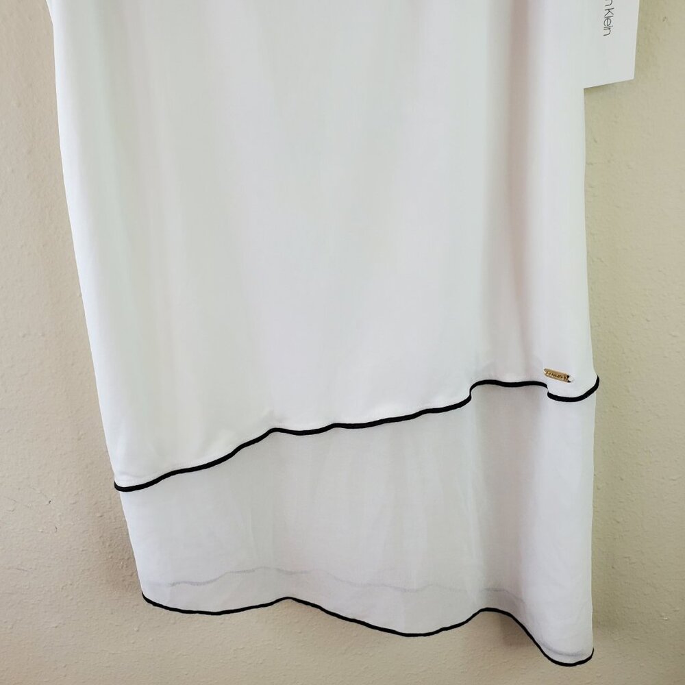 Calvin Klein Womens White Chiffon Hem Asymmetrical Blouse S - Picture 4 of 9